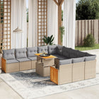 11-delige Tuinset met kussens poly rattan beige