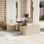 Loungeset poly rattan 11-delig beige