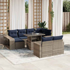 11-piece garden lounge set with cushions, grey poly rattan