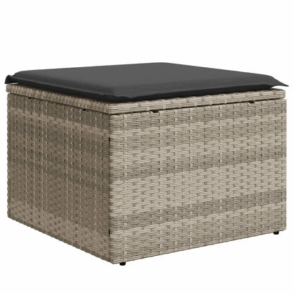 11-delige Loungeset met kussens poly rattan lichtgrijs