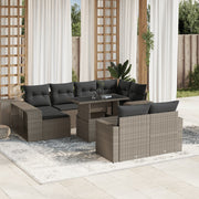 Loungeset 11-delig poly rattan lichtgrijs