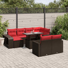 11-piece garden sofa set with cushions, brown poly rattan