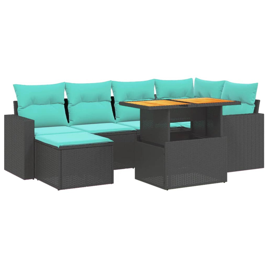 11-delige Tuinset met kussens poly rattan beige