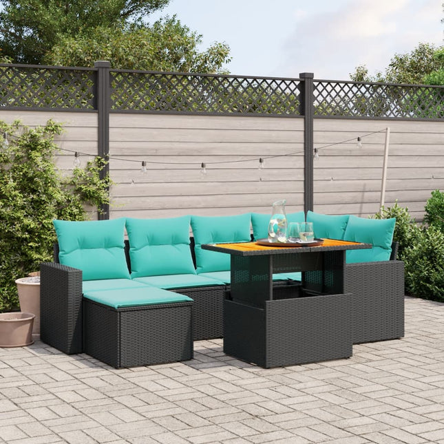 11-delige Tuinset met kussens poly rattan beige