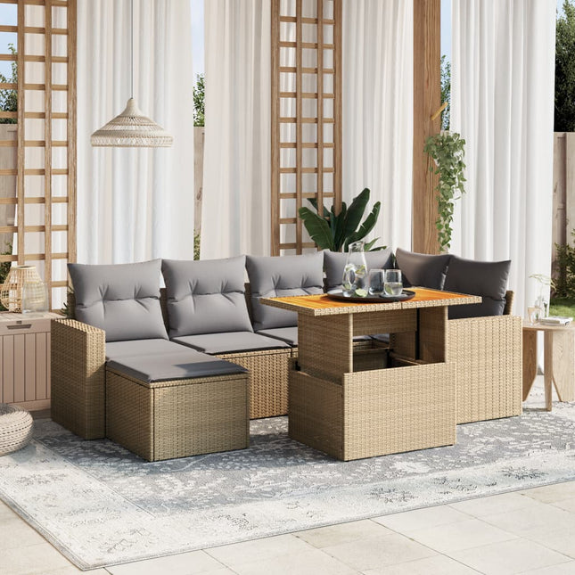 11-delige Loungeset met kussens poly rattan grijs