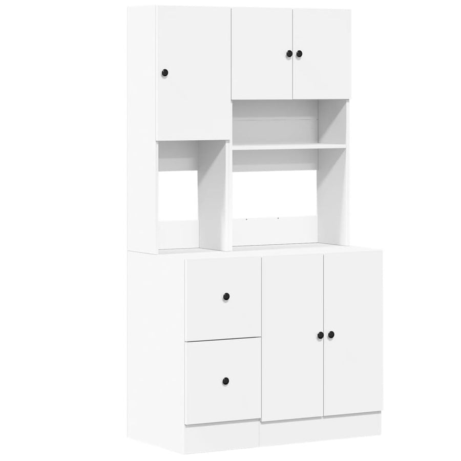 Keukenkast 95x50x180 cm bewerkt hout wit