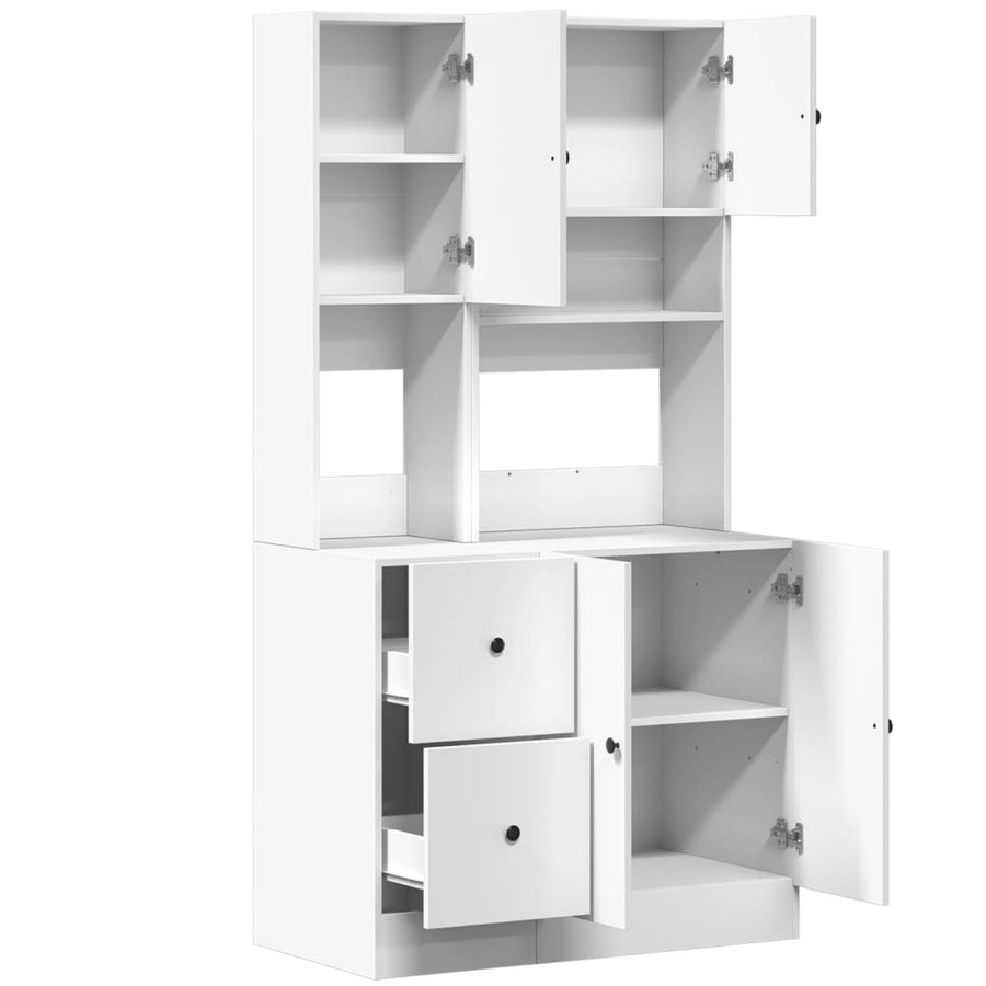 Keukenkast 95x50x180 cm bewerkt hout wit