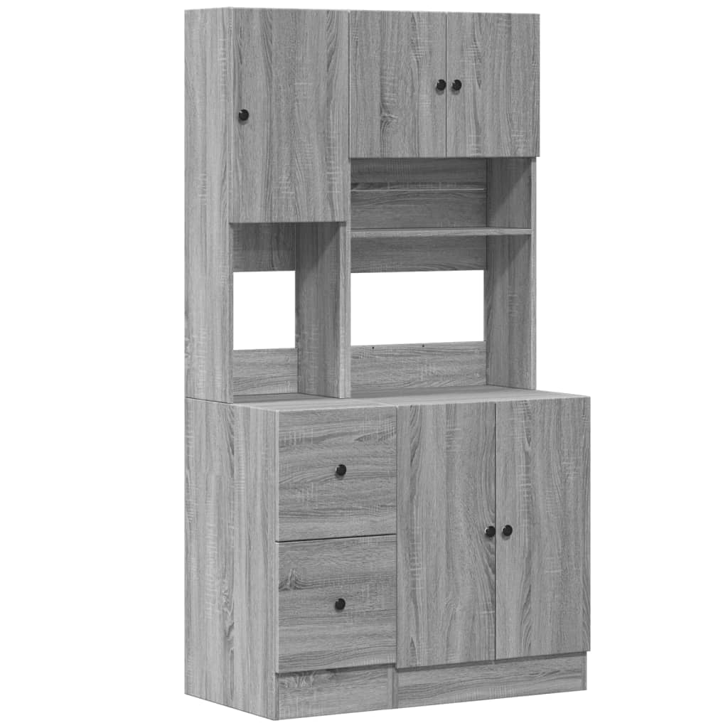 Keukenkast 95x50x180 cm bewerkt hout grijs sonoma eiken
