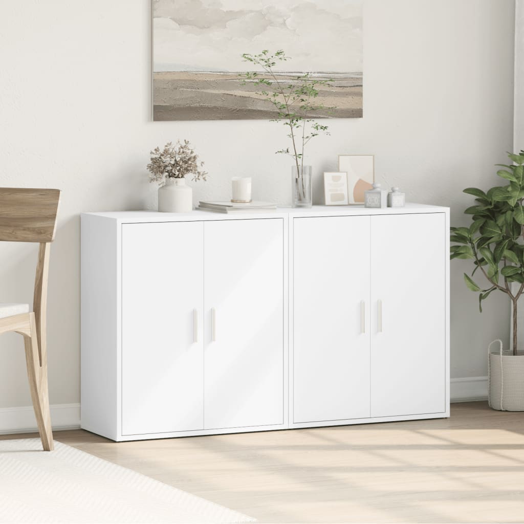 Dressoirs 2 st 60x31x70 cm bewerkt hout wit