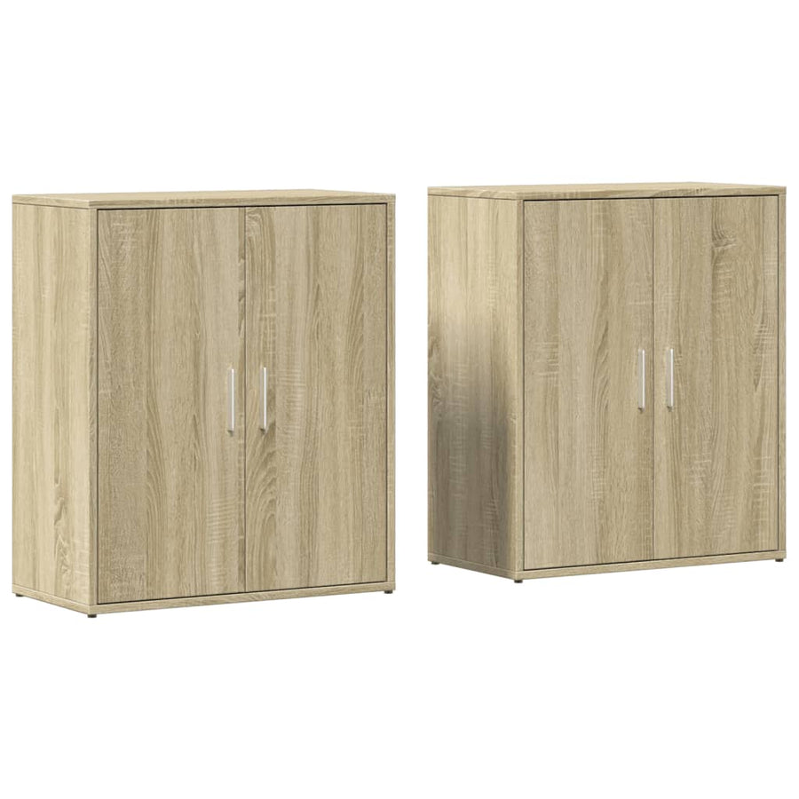 Dressoirs 2 st 60x31x70 cm bewerkt hout sonoma eikenkleurig