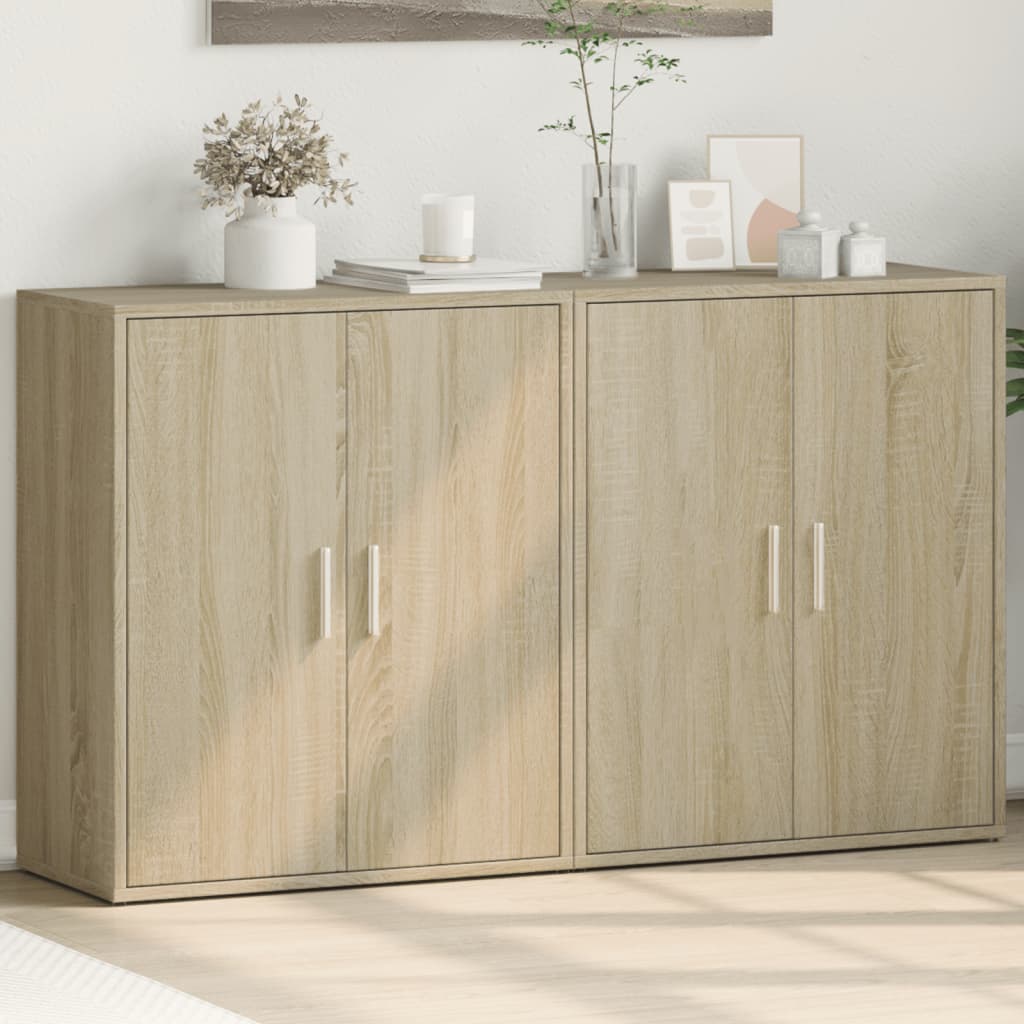Dressoirs 2 st 60x31x70 cm bewerkt hout sonoma eikenkleurig