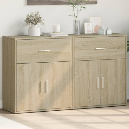 Dressoirs 2 st 60x31x70 cm bewerkt hout sonoma eikenkleurig