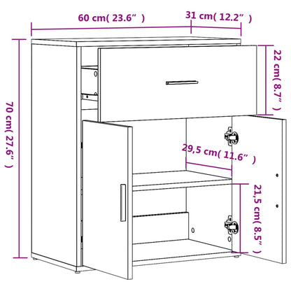 Dressoirs 2 st 60x31x70 cm bewerkt hout betongrijs