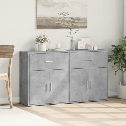 Dressoirs 2 st 60x31x70 cm bewerkt hout betongrijs