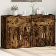 Dressoirs 2 st 60x31x70 cm bewerkt hout gerookt eiken
