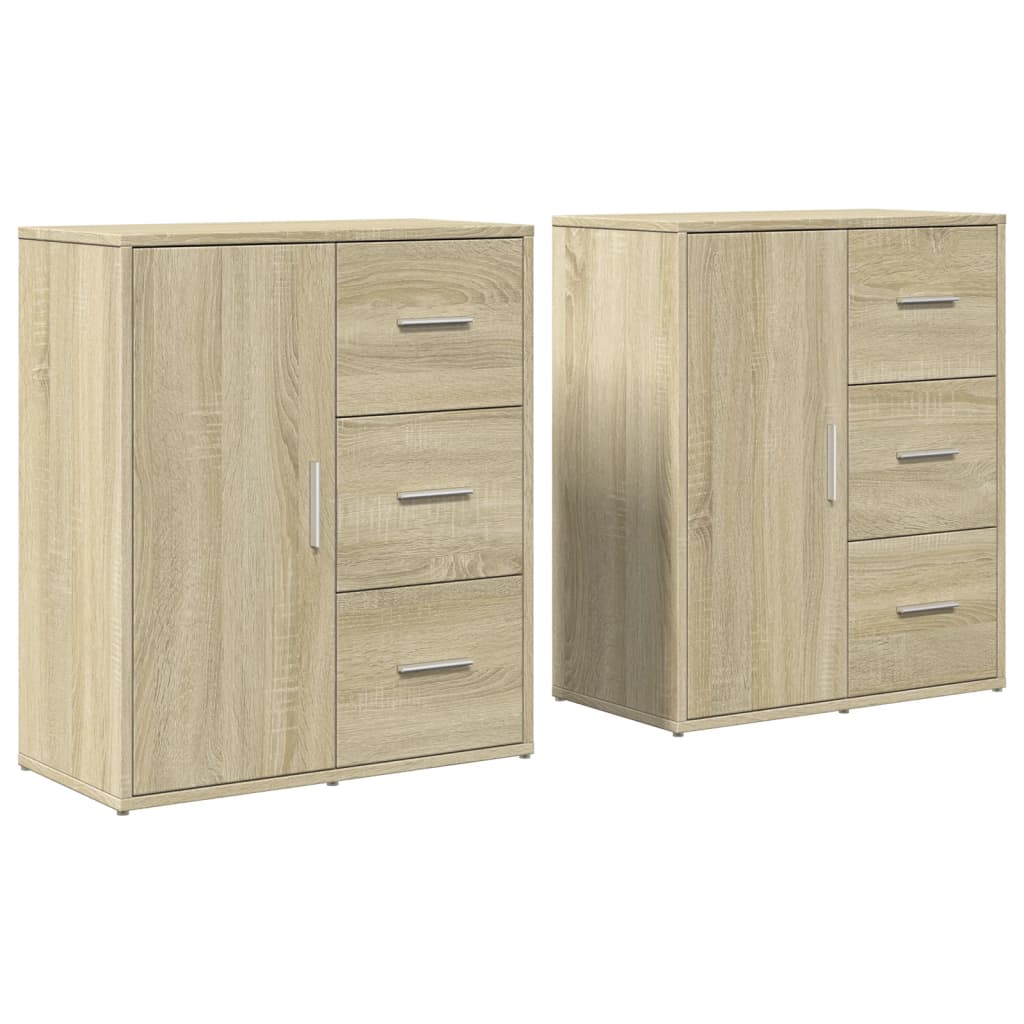 Dressoirs 2 st 60x31x70 cm bewerkt hout sonoma eikenkleurig