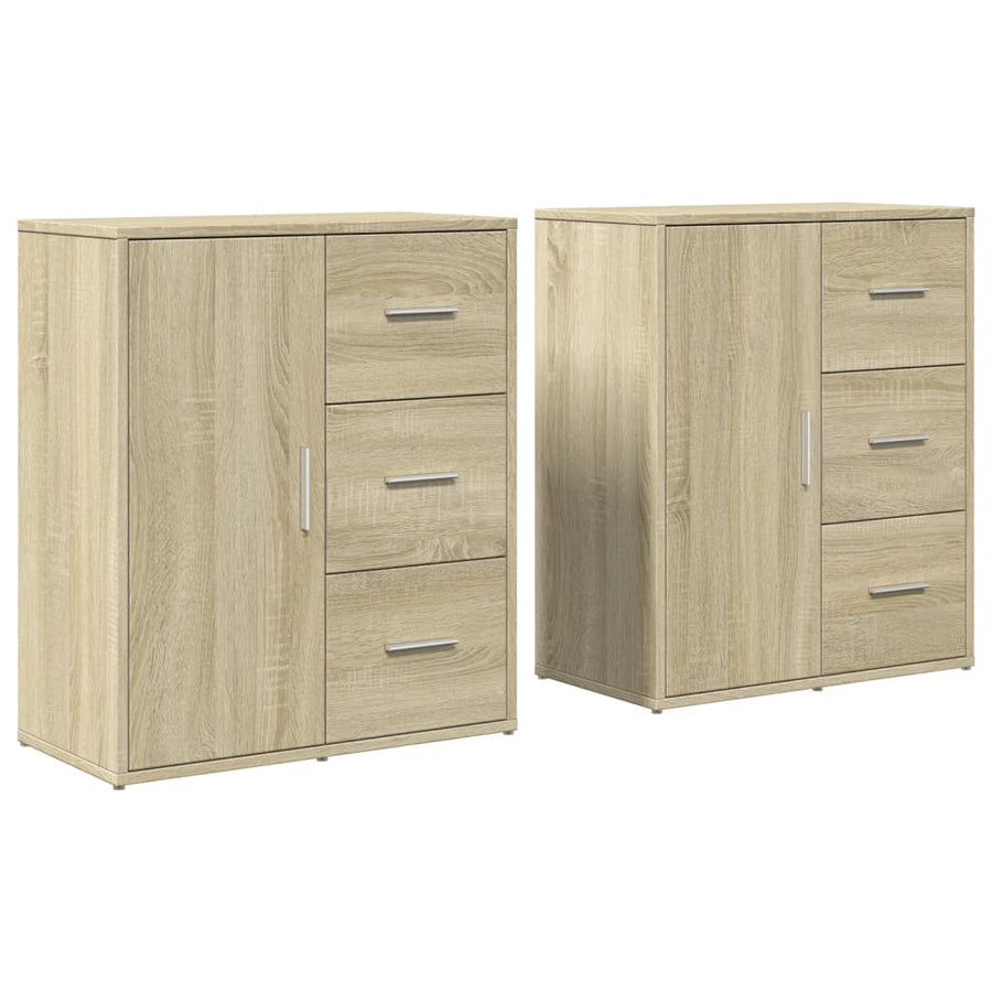 Dressoirs 2 st 60x31x70 cm bewerkt hout sonoma eikenkleurig