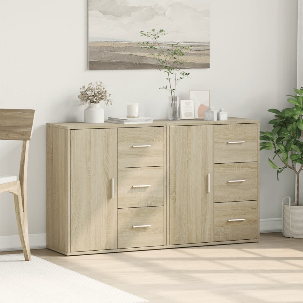 Dressoirs 2 st 60x31x70 cm bewerkt hout sonoma eikenkleurig