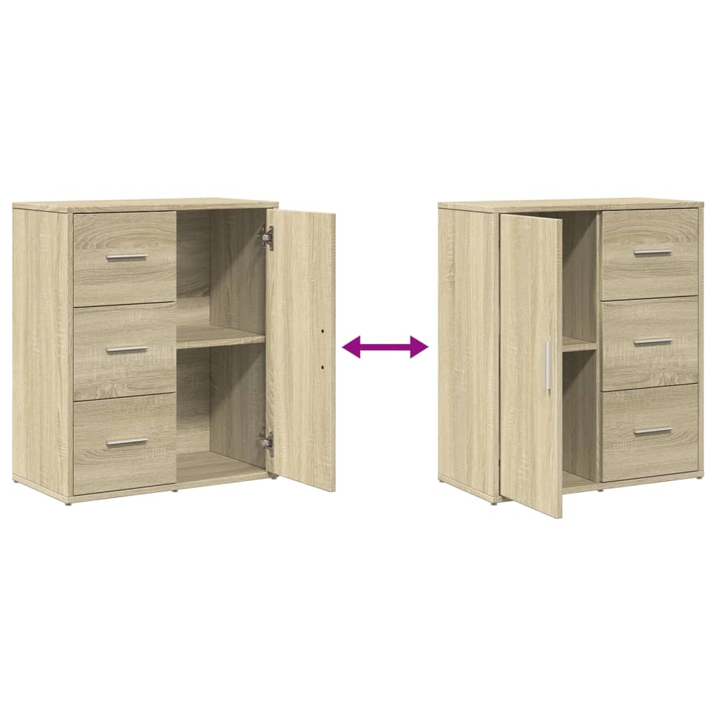 Dressoirs 2 st 60x31x70 cm bewerkt hout sonoma eikenkleurig