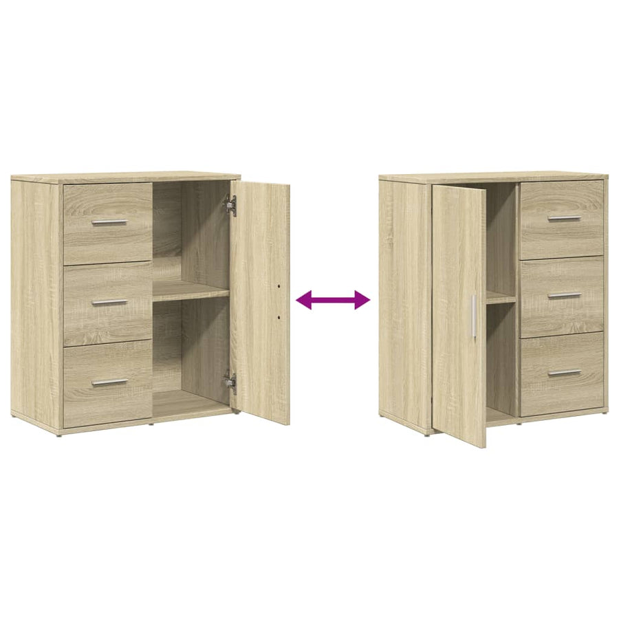 Dressoirs 2 st 60x31x70 cm bewerkt hout sonoma eikenkleurig