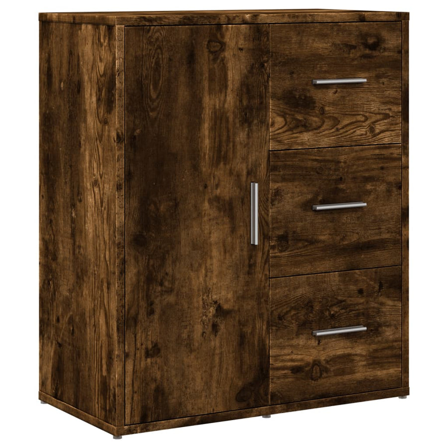 Dressoirs 2 st 60x31x70 cm bewerkt hout gerookt eikenkleurig