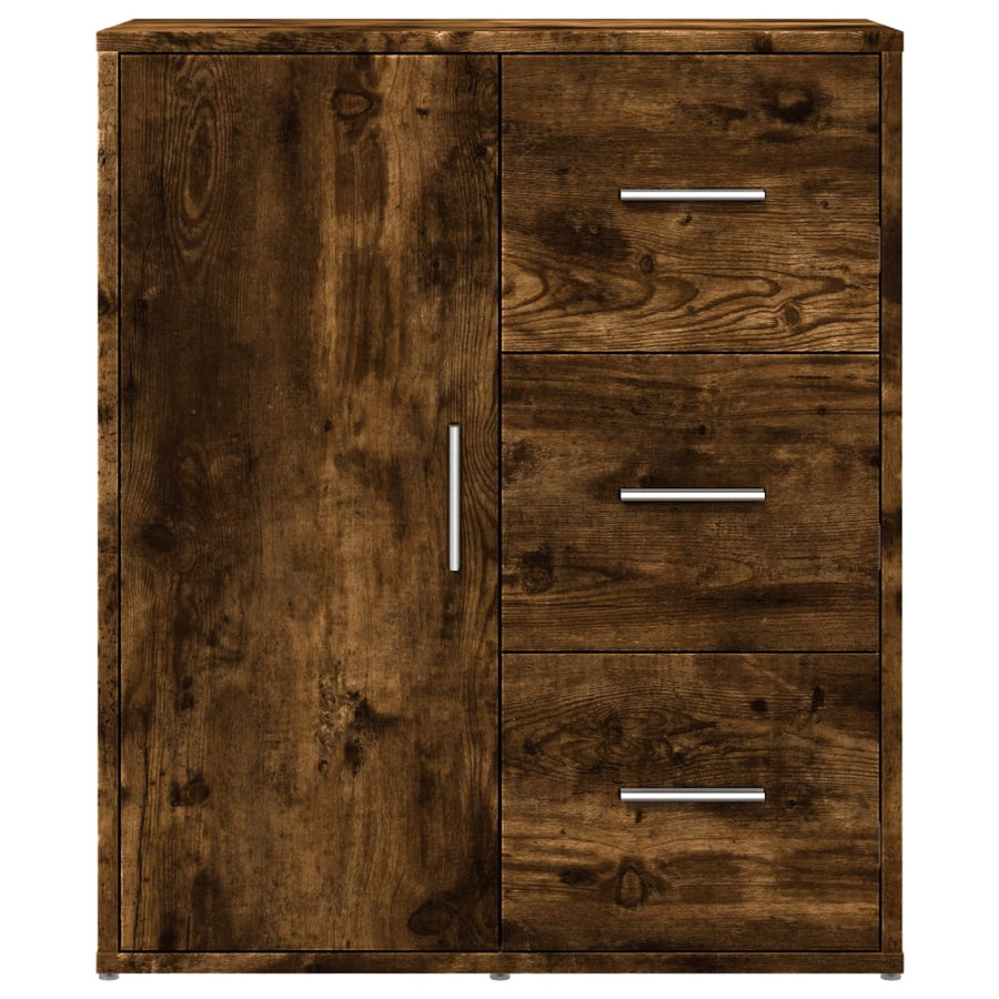 Dressoirs 2 st 60x31x70 cm bewerkt hout gerookt eikenkleurig