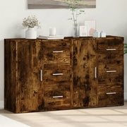 Dressoirs 2 st 60x31x70 cm bewerkt hout gerookt eiken