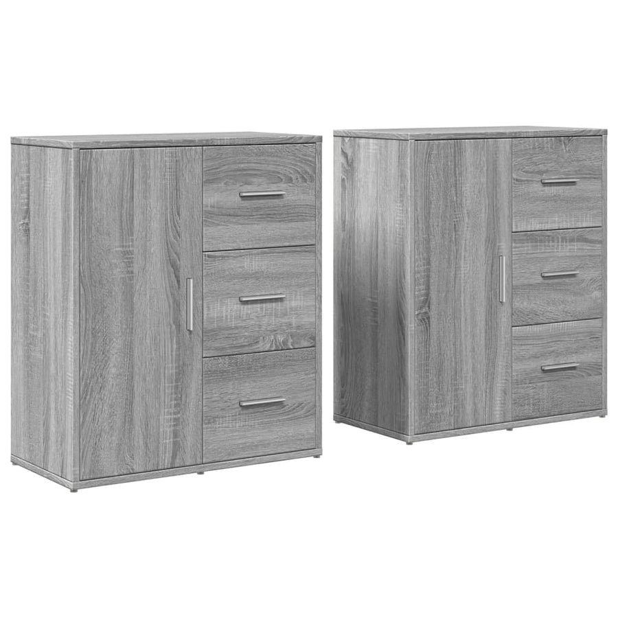 Dressoirs 2 st 60x31x70 cm bewerkt hout grijs sonoma eikenkleur