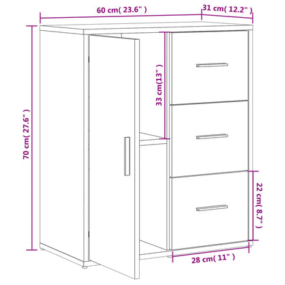 Dressoirs 2 st 60x31x70 cm bewerkt hout grijs sonoma eikenkleur