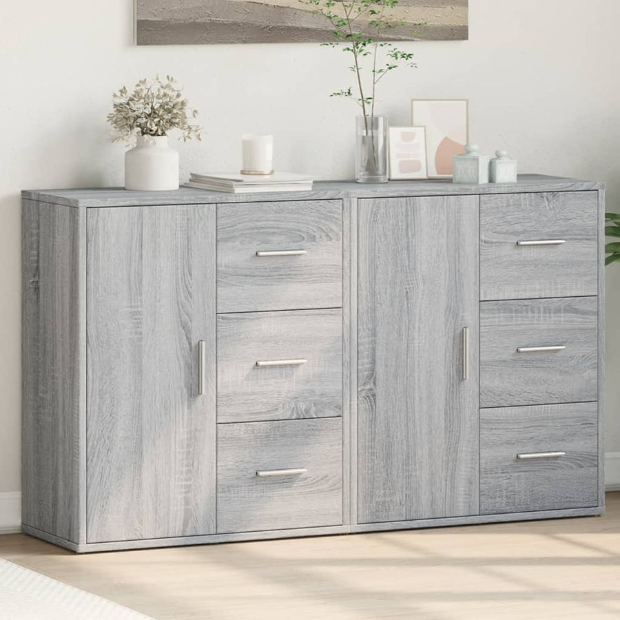 Dressoirs 2 st 60x31x70 cm bewerkt hout grijs sonoma eikenkleur