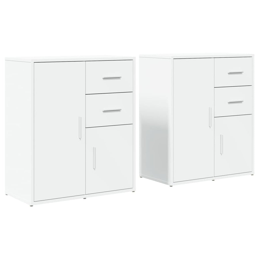 Dressoirs 2 st 60x31x70 cm bewerkt hout wit