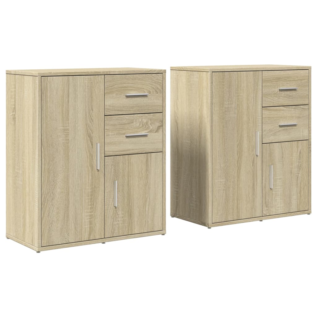 Dressoirs 2 St 60X31X70 Cm Bewerkt Hout Kleurig Sonoma eiken