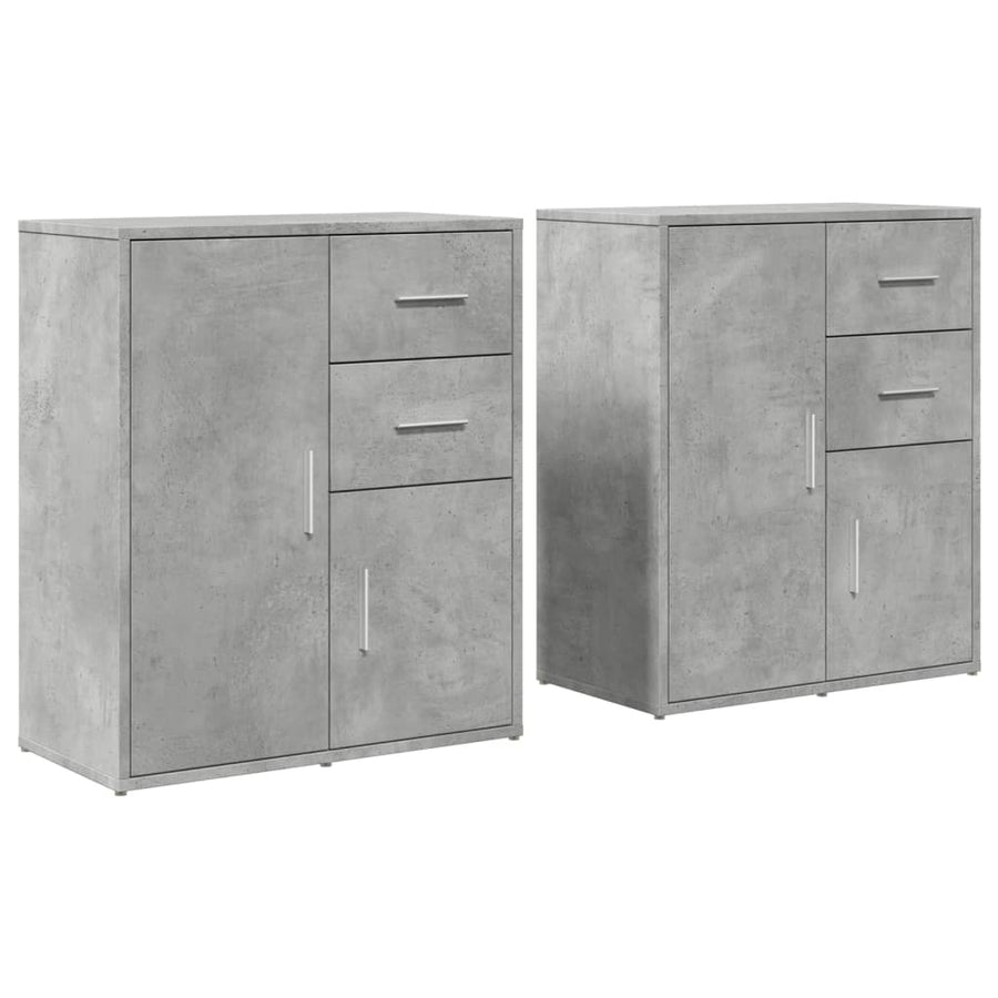 Dressoirs 2 St 60X31X70 Cm Bewerkt Hout Betongrijs