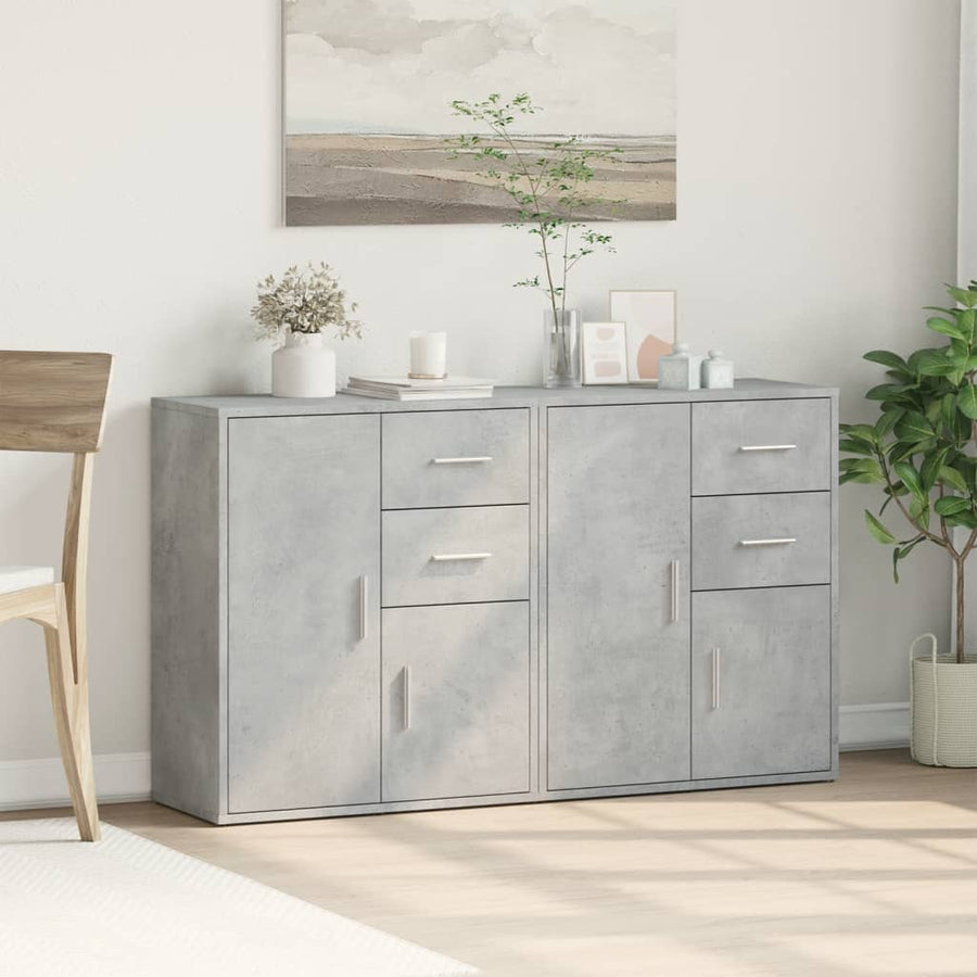 Dressoirs 2 St 60X31X70 Cm Bewerkt Hout Betongrijs