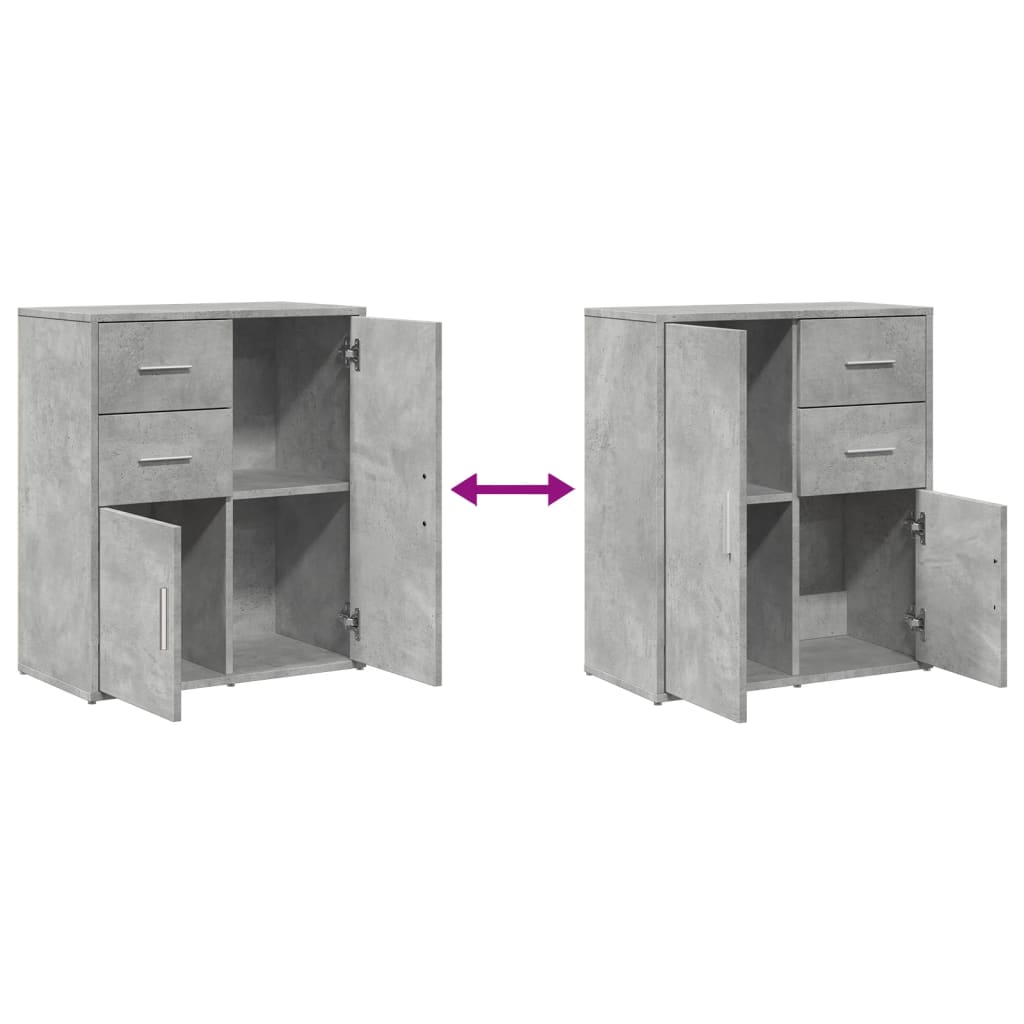 Dressoirs 2 St 60X31X70 Cm Bewerkt Hout Betongrijs