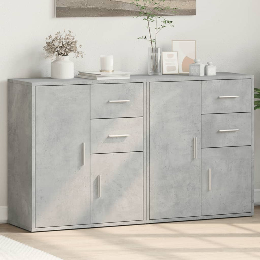 Dressoirs 2 St 60X31X70 Cm Bewerkt Hout Betongrijs
