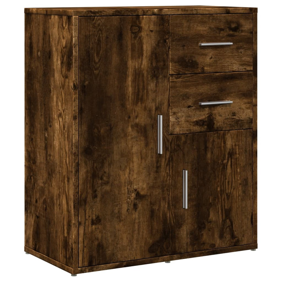 Dressoirs 2 st 60x31x70 cm bewerkt hout gerookt eikenkleurig