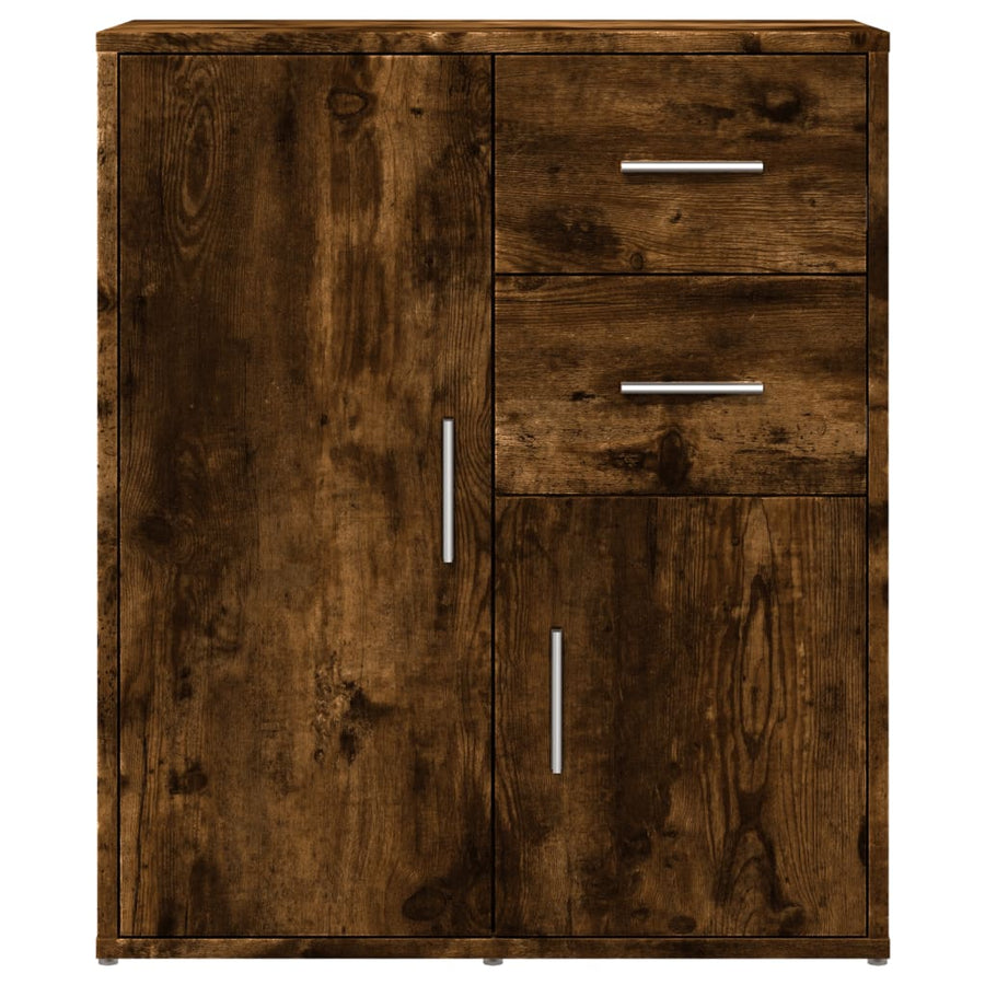 Dressoirs 2 st 60x31x70 cm bewerkt hout gerookt eikenkleurig