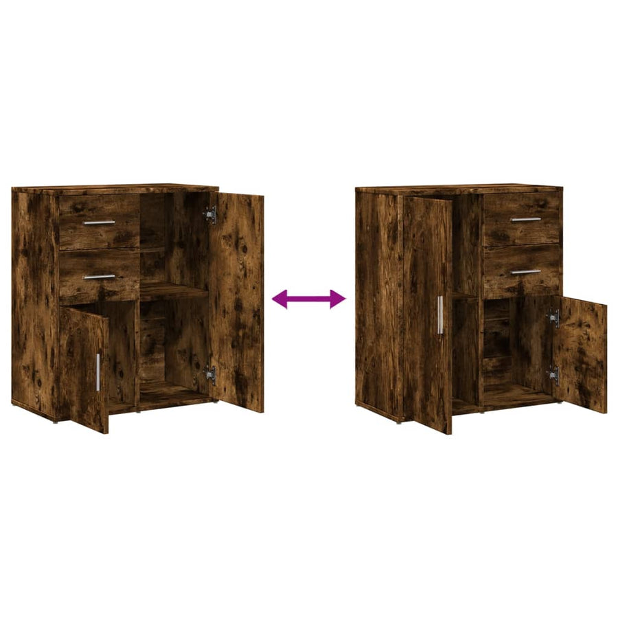 Dressoirs 2 st 60x31x70 cm bewerkt hout gerookt eikenkleurig