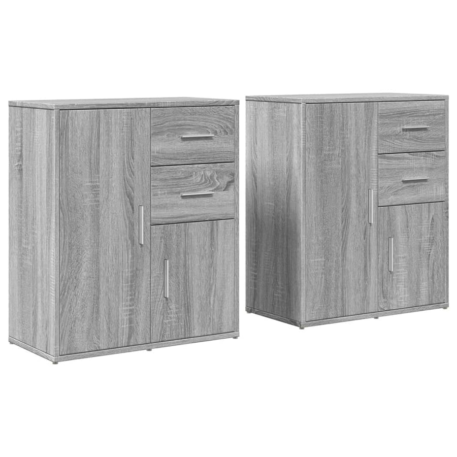 Dressoirs 2 St 60X31X70 Cm Bewerkt Hout Eikenkleur Grijs sonoma
