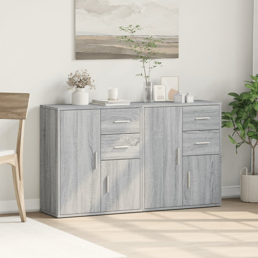 Dressoirs 2 St 60X31X70 Cm Bewerkt Hout Eikenkleur Grijs sonoma