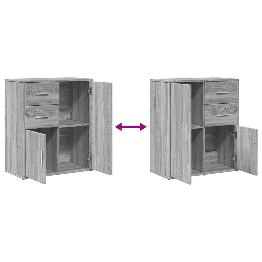 Dressoirs 2 St 60X31X70 Cm Bewerkt Hout Eikenkleur Grijs sonoma