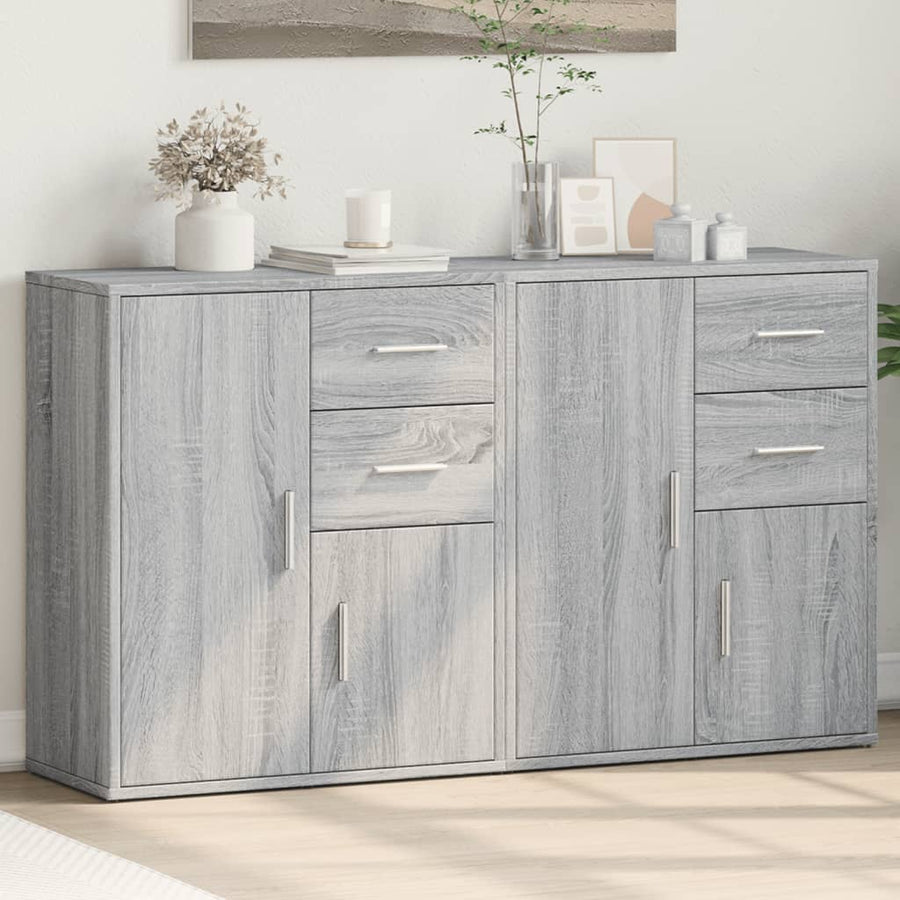 Dressoirs 2 St 60X31X70 Cm Bewerkt Hout Eikenkleur Grijs sonoma