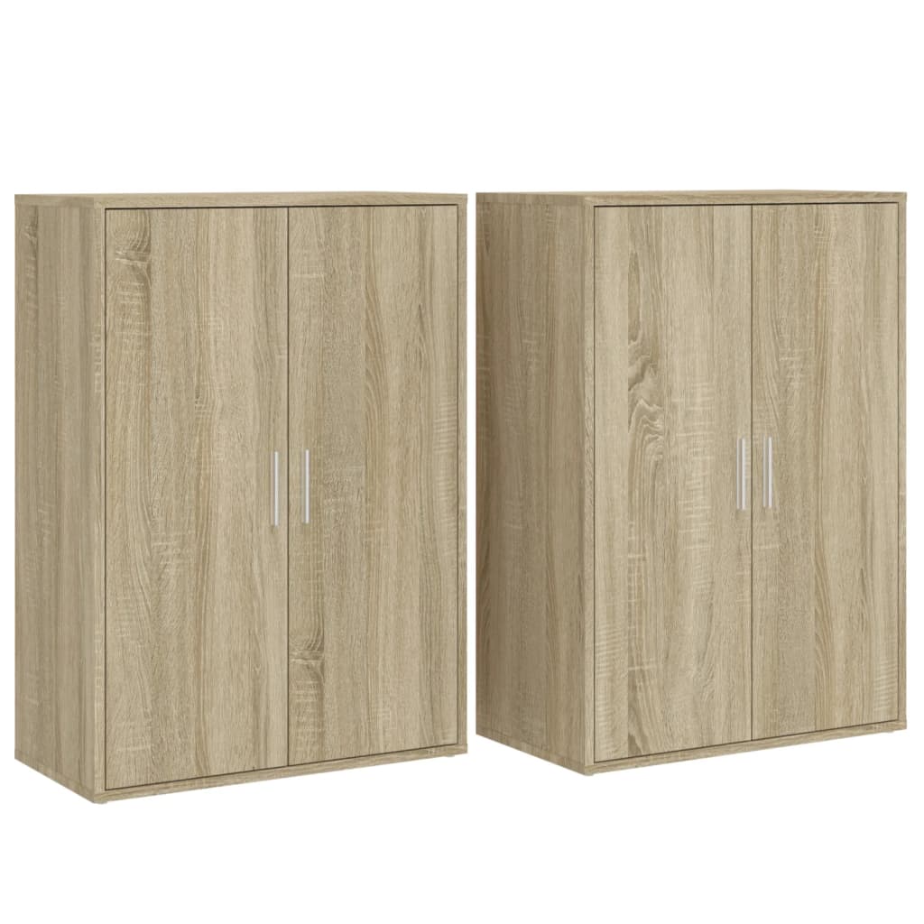 Dressoirs 2 st 60x31x84 cm bewerkt hout sonoma eikenkleurig