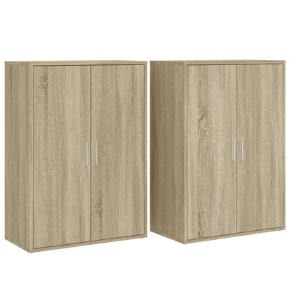 Dressoirs 2 st 60x31x84 cm bewerkt hout sonoma eikenkleurig