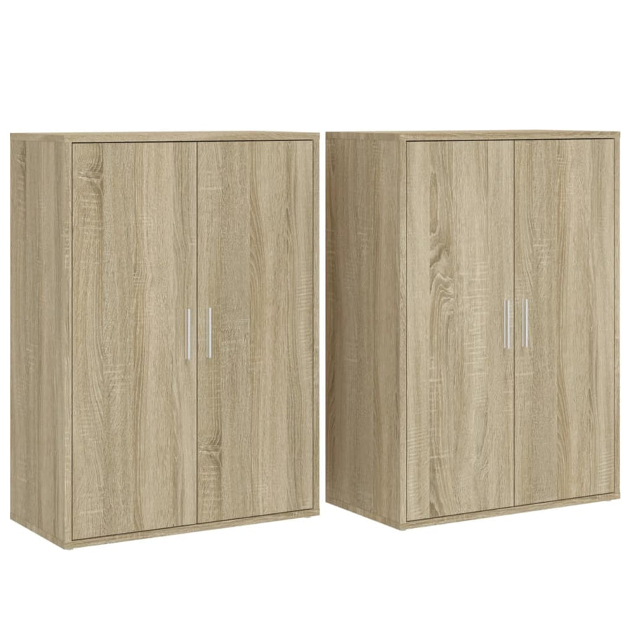 Dressoirs 2 st 60x31x84 cm bewerkt hout sonoma eikenkleurig