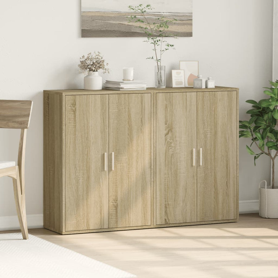 Dressoirs 2 st 60x31x84 cm bewerkt hout sonoma eikenkleurig