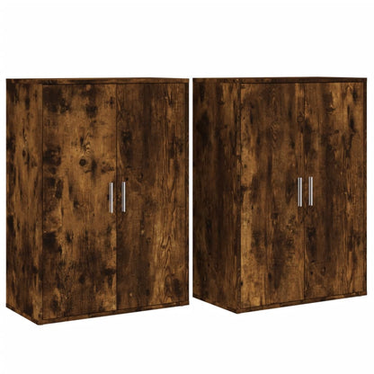 Dressoirs 2 st 60x31x84 cm bewerkt hout gerookt eikenkleurig