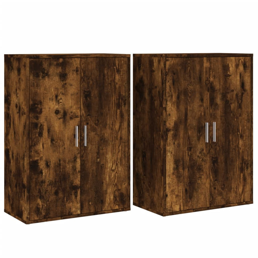 Dressoirs 2 st 60x31x84 cm bewerkt hout gerookt eikenkleurig