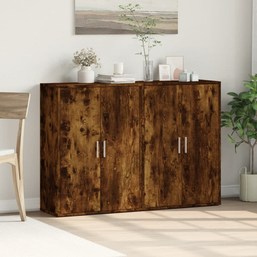 Dressoirs 2 st 60x31x84 cm bewerkt hout gerookt eikenkleurig